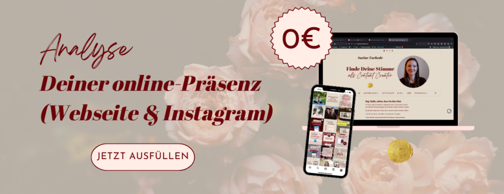 Analyse Online-Präsenz Webseite Instagram Sarine Turhede o text